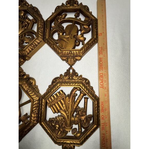 MCM Homco Syroco Musical Instruments Wall Decor Set Of 4 Hollywood Regency Dart - Picture 9 of 9
